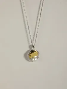 Цепочки из стерлингового серебра S925, коллекция ожерелья Love Embrace Pearl, геометрический дизайн, цветной блок, цепочка с воротником CLE8
