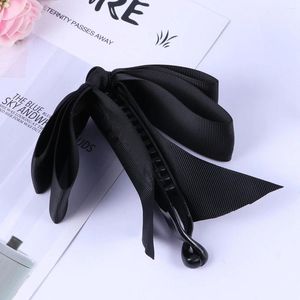 Bandanas Banana Hair Clips For Claw With Ribbon Bowknot Clip Grip Comb Fishtail Thick ( Black )