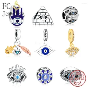 Lose Edelsteine FC Jewelry Fit Original Charm-Armband 925 Silber Hand der Fatima Dämonenauge Türkische böse Perle für die Herstellung von Frauen Berloque 2024