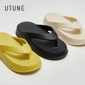 Utune Flip Flops Women and Men Summer Shoes Slippers Slippers Eva Rubber Platform Slies مع وسادة سميكة غير انزلاق 240131