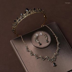 Collana Orecchini Set Sposa Semplice Corona 3 pezzi Cristallo artificiale Compleanno romantico