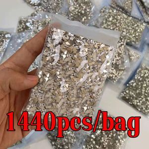 1440 st Clear Crystal Sparkling Flat Back Nail Art Diamond Dekorativa nagelskor och dans strassdekoration 240122