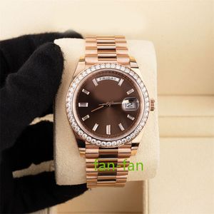 Relógio de luxo mundial da marca Melhor versão Relógio Brown Diamond Index Dial Rose Gold 228345RBR Novo relógio automático ETA Cal.3255 com 2 anos de garantia RELÓGIOS MENS