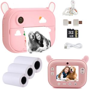 Barnkamera Instant Print PO 1080P Video Digital Thermal Printing Camera Toy Christmas Födelsedagspresent till barn 240123