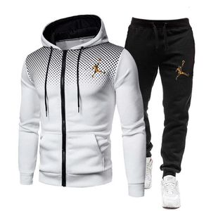 High Quality Fall Winter Fleece Warm Mens Clothing Tracksuit Hoodies SweatPants Two Piece Sets Suit Fashion Trend Sportswear 240202