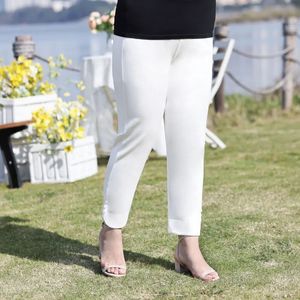 Calças plus size para mulheres leggings com bolsos branco preto moletom capris para mulheres 3x-4x roupas de treino 240130