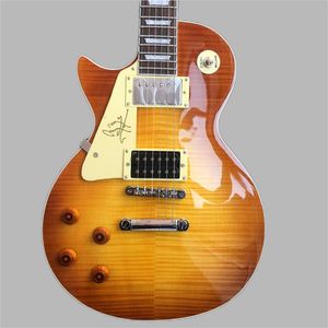 左手エレクトリックギターパターン、LP、ストライプタイガーリップ、マホガニーネック、高品質、ホットセール無料配送