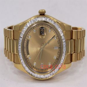 Часы Brand world 2024 Лучшая версия Часы Day-Date II Presi 218238 18K Желтый 36 мм Baguettes Diamond Bzl Papers автоматические часы Гарантия 2 года МУЖСКИЕ ЧАСЫ