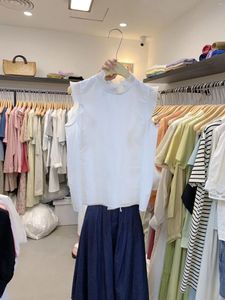 女性のブラウスの女性トップホワイトオネックノースリーブフリル夏のシャツ2024 Blusas Mujer de Modaゆるい甘い気質ブラウス