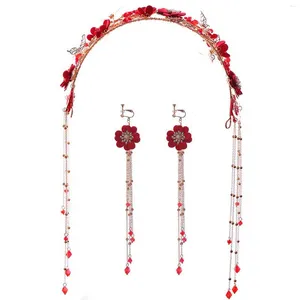 Orecchini di collana Set di gioielli per capelli fatti fatti fatti a mano classica copricapo tradizionale cinese vintage un regalo ideale per il tuo