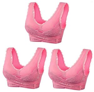 Bras Sports Pack Support Bra With Cups Womens 3PCS Gathering Comfortable Corset Front Alternating