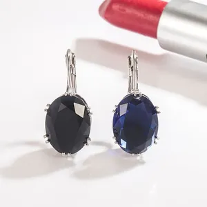 Dangle Earrings Solid 925 Silver Blue Sapphire Drop Earring For Women Aros Mujer Oreja Jewelry Orecchini Geometric Topaz