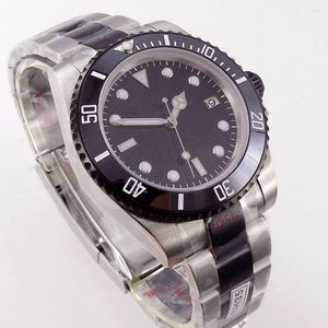 Armbandsur 40mm sterilt safirglas se genom rygg keramisk bezel nh35 automatisk rörelse herrklocka