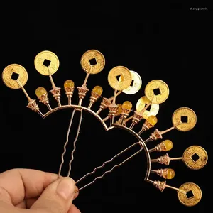 Grampos de cabelo acessórios vintage para meninas sorte dinheiro fengshui mulheres hairpin 2024 ano