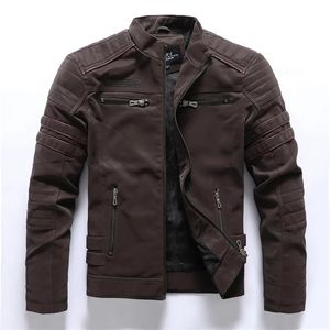 Spring Autumn Men's Stand-up Collar Slim Leather Jacket Zipper Pocket Decorative PU Coat Biker Men Clothes Casual Male M-4XL 240124