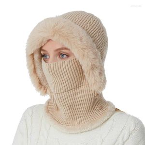 Berretti Sciarpa modello Cappello tutto in uno Velluto caldo a prova di freddo Berretti Skullies di lana lavorati a maglia autunno inverno