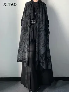 Szaliki Xitao czarny szary splicing Jacquard Scarf Modna moda
