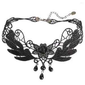 Chains Fashion Black Lace& Beads Choker Victorian Steampunk Style Gothic Collar Necklace For Women 2024 Gifts