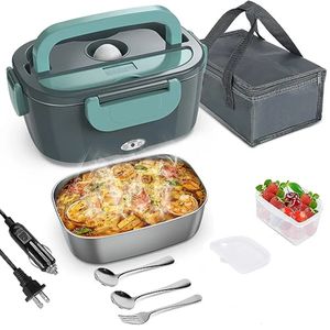 2-in-1-Brotdose mit elektrischer Heizung, Autohaus, 12 V, 220/110 V, tragbar, Edelstahl-Liner, Bento-Lunchbox, Lebensmittelbehälter, Bento-Box 240118