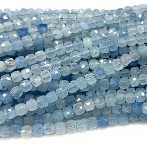 Loose Gemstones Veemake Natural Aquamarine Irregular Cube Faceted Small Beads Real Genuine Jewelry Blue Green 07935