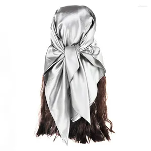 Sciarpe Moda 90 90 cm quadrati Sciarpa di seta da donna Design tinta unita Scialle avvolgente per capelli