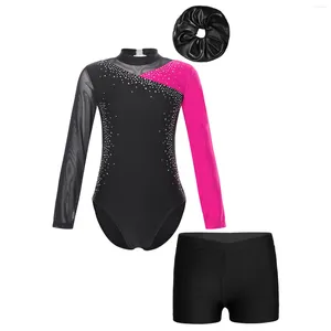 Stage Wear Kids Girls Ballet Dance Sets Biketards Gymnastics Leotard Unitard Long Sleeve Bodysuits Sportswear Activewear Set