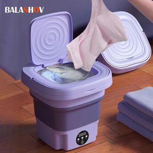 8L Portable Small Foldble Washing Machine med snurrtorkare för strumpor Underkläder Tvättar Hushåll MINI 240131