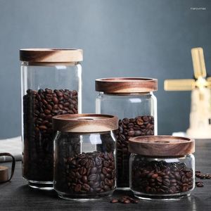 Garrafas de armazenamento 350-1000ml frasco de vidro selado café grãos de grãos tempero frutas secas garrafa de chá recipientes de alimentos