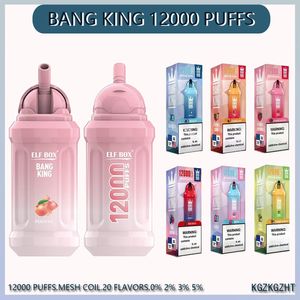 Oryginalny Bang King 12000 Puff Vaper E papieros 0% 2% 3% 5% Parownik Cewki 23 ml. Bateria 600 mAh. Dostępnych jest 20 smaków