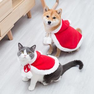 Trajes de gato traje de papai noel cosplay engraçado transformado gato/cachorro animal de estimação capa de natal vestir roupas cachecol vermelho manto adereços decoração