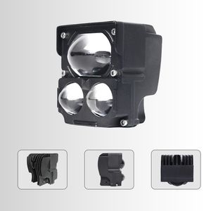 Holofotes de três contas para motocicleta, luzes led de carro, modificação de motocicleta, faróis externos de três lâmpadas, luzes integradas de lente dupla