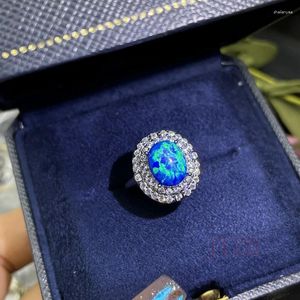 Klusterringar fina smycken naturliga opal ring 925 sterling silver riktig pärla för din flickväns födelsedagspresent