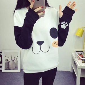 Kvinnors hoodies kawaii panda tröjor kvinnor lös plysch tröjor indie harjuku stil 2024 vår auutmn mode loog hylsa