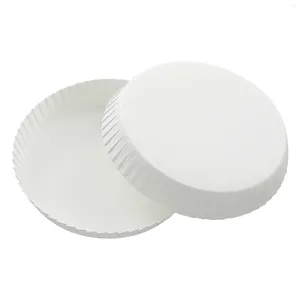 Yemek takımı 100 adet temiz kahve kupa kağıt bardak kapak içecekler için kapaklar tek kullanımlık kapaklar beyaz