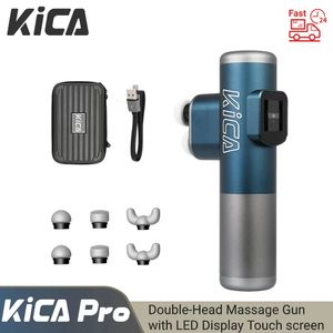 KICA Pro Double Head Massage Gun Smart Body Massager for Muscle Pain Relief Fitness Professional Fascial Gun with Touch Screen 240131