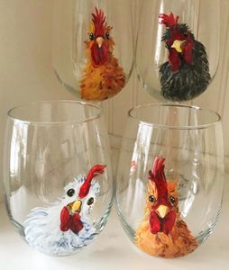 Wine Glasses Cross-border Product Hand Painted Chicken Glass Plastic Hand-painted Rooster Cup