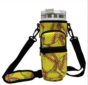 Outdoor Bags Baseball Softball Neoprene bag Holder Water Bottle Carrier Bag With Pouch Colorful 40oz Tumblers Bags With Strap Storage car