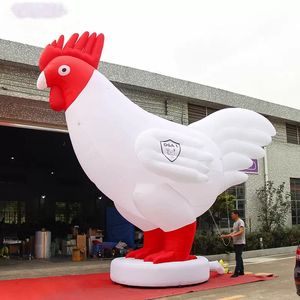 도매 6.15x2.8x6m 높이 야외 거인 팽창 식 동물 닭 닭고기 이벤트 광고 파티 장식 장난감 스포츠를위한 공기 송풍기와 함께
