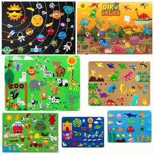 Farm Animals Felt Story Board Farmhouse Storybook Wall Hanging Decor Montessori Early Learning Interactive Puzzle Toys Kids Gift 240131