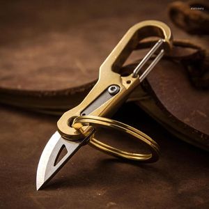 Keychains Brass Keychain Knife Carbine Car Key Chain Unboxing Buckle Multifunction EDC Holder For Men Accessories Gift Drop