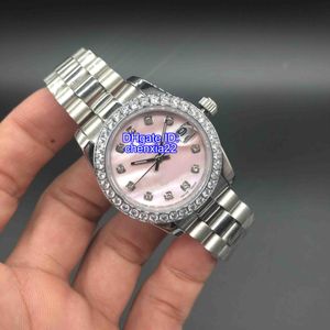 DateJust 시계 다이아몬드 마크 핑크 쉘 다이얼 여성 스테인리스 시계 여성 자동 손목 시계 발렌타인 선물 32mm211c