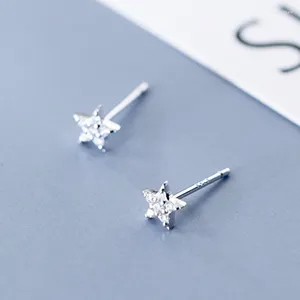 Orecchini a bottone in vero argento sterling 925 piccola stella per ragazze adolescenti semplici gioielli di compleanno raffinati regalo per feste prevengono le allergie