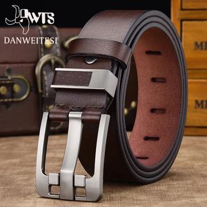 DWTS MEN BELE MANA HÖGKVALITET LÄDER BELE MEN MANEN ELUINE LÄDER RANM Luxury Pin Buckle Fancy Vintage Jeans 240202