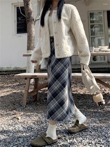 ワークドレスエイリアンキティオフィスレディコート女性エレガントシックな格子縞の長いスカートスーツ2024甘い春の毎日のファッションジェントルセット