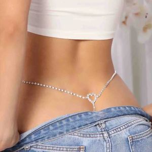 Crystal Heartshaped Waist Chain Belly Button Accessories Summer Beach Bikini Adjustable Jewelry Ladies Girls 240127