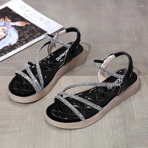 Kleid Schuhe Strand Sandale Frau Luxus Klar Heels Dame 2024 Anzug Weibliche Beige Clogs Wedge Med Muffins Schuh Komfort Schwarz Rhineston