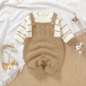 Bebê macacão de malha nascido meninos meninas manga longa macacões outfits outono inverno casual infantil unisex outerwear roupas 0-18m 240202