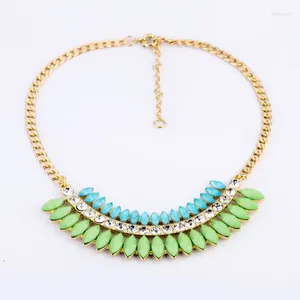 Chains Resin Stone Pendant Hawaii Style Plating Zinc Alloy Green Maquise Necklace For Women Gift