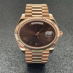 Relógio de luxo mundial da marca Melhor versão Relógio Rose Chocolate Factory Diamond Bezel Dial 228235 automático ETA Cal.Relógio 3255 com 2 anos de garantia RELÓGIOS HOMENS