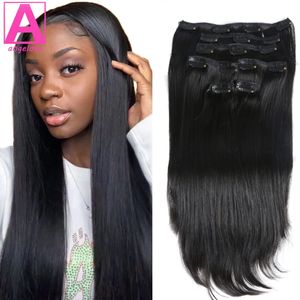 Straight Clip In Hair Human 120gSet Full Head Brazilian for Women 240130